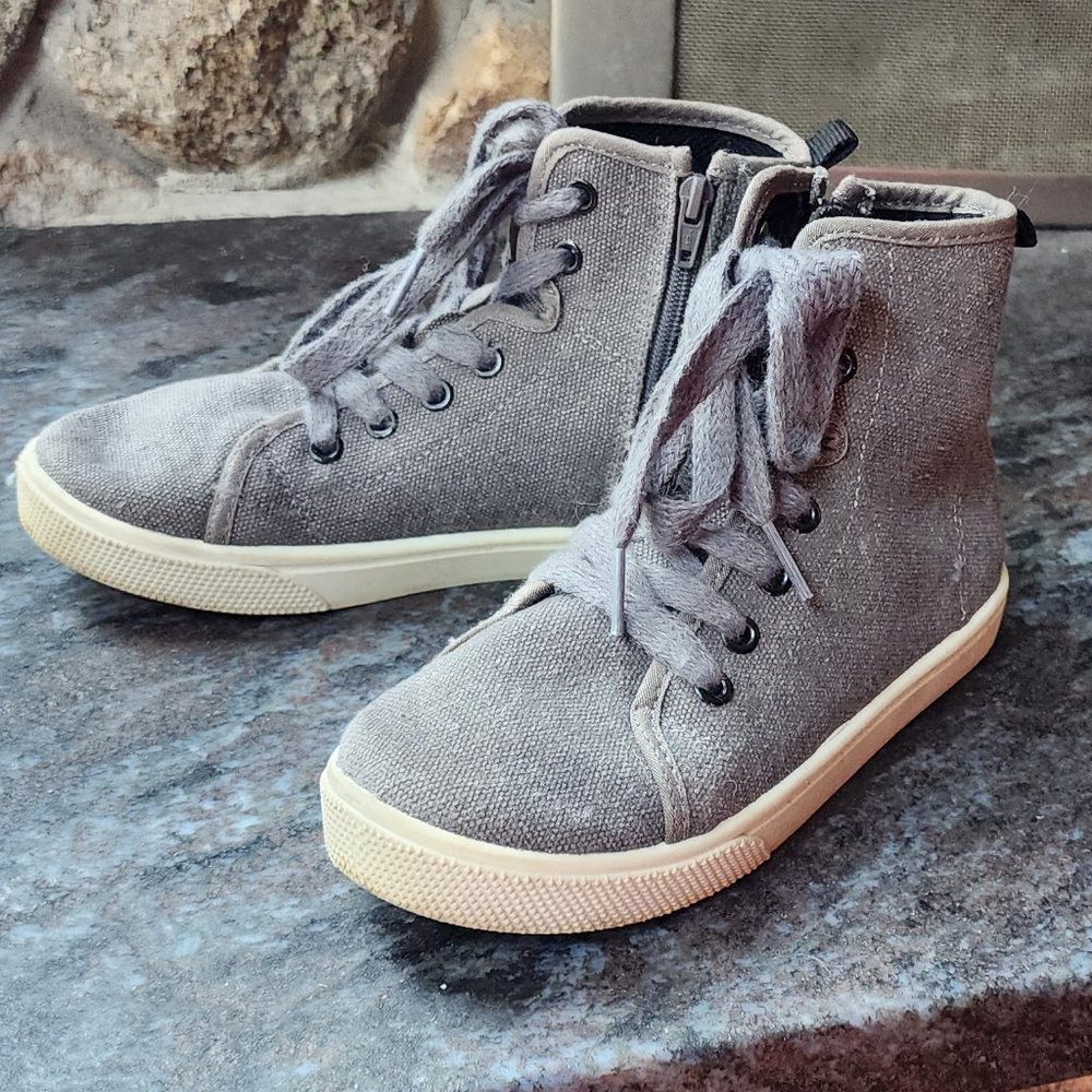 Cat & Jack Gray Canvas High-Top Sneakers Size 13